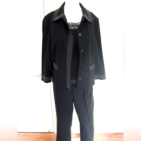 Zara black rayon blazer & pants 2 Pc summer suit for women US 10-12 - Picture 3 of 16